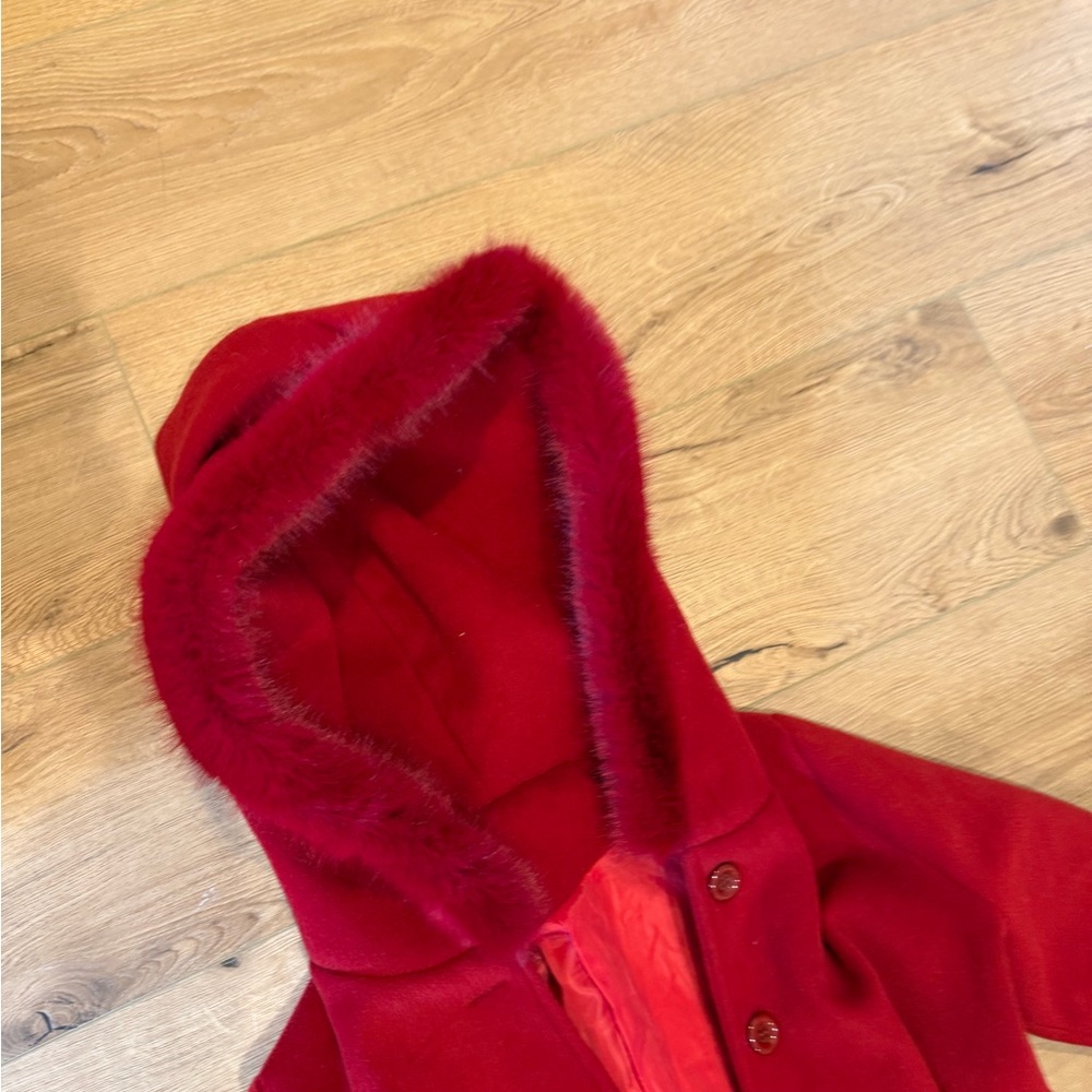 Wuthering heights style Elegant Red Hooded Coat - Picture 2 of 10